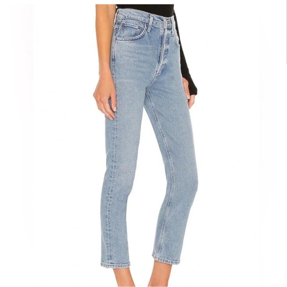 AGOLDE Riley jeans High Rise Straight Crop Denim Shiver NEW 29 super soft - Picture 1 of 10